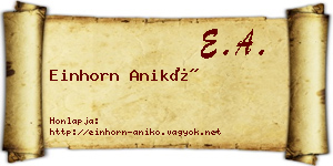Einhorn Anikó névjegykártya